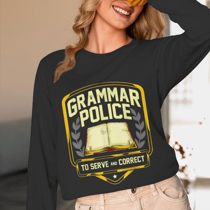 Grammar Police To Serve And Correct English Teacher Women Long Sleeve T-Shirt, novelty gifts, funny gifts