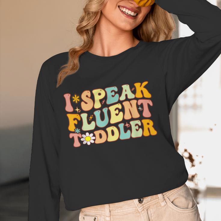 Groovy I Speak Fluent Toddler Daycare Provider Teacher Women Long Sleeve T-Shirt, novelty gifts, funny gifts Groovy I Speak Fluent Toddler Daycare Provider Teacher Women Long Sleeve T-Shirt, novelty gifts, funny gifts
