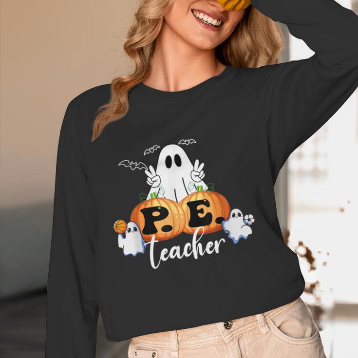 Halloween PE Teacher Ghosts Pumpkins Sports Lover Women Long Sleeve T-Shirt, novelty gifts, funny gifts Halloween PE Teacher Ghosts Pumpkins Sports Lover Women Long Sleeve T-Shirt, novelty gifts, funny gifts