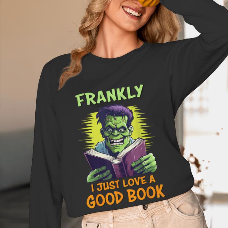 Halloween Teacher Librarian Frankenstein Reading Books Women Long Sleeve T-Shirt, novelty gifts, funny gifts Halloween Teacher Librarian Frankenstein Reading Books Women Long Sleeve T-Shirt, novelty gifts, funny gifts