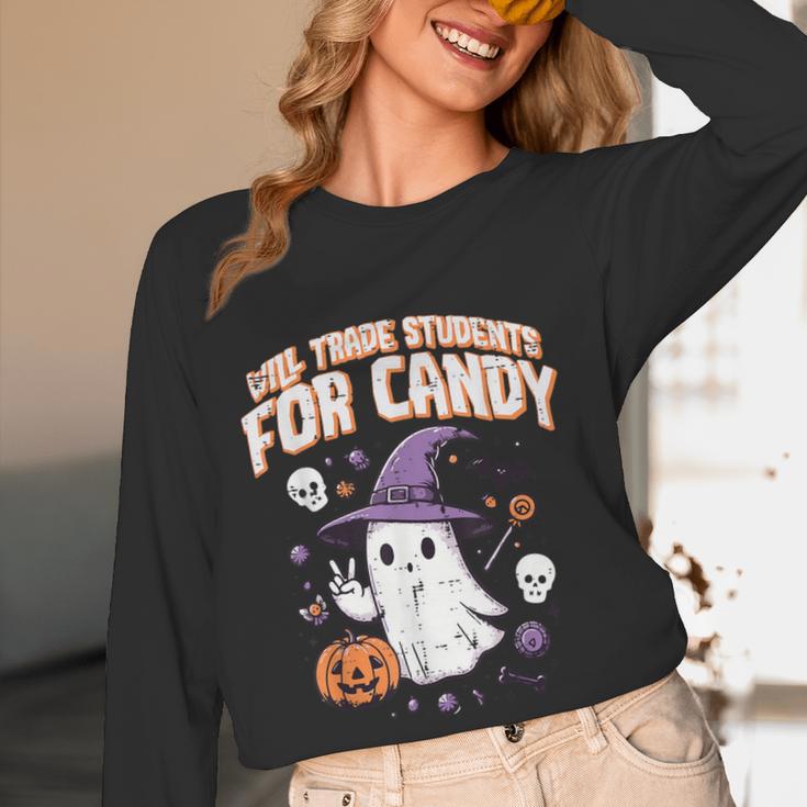 Halloween Teacher Trade Students For Candy Costume Women Women Long Sleeve T-Shirt, novelty gifts, funny gifts Halloween Teacher Trade Students For Candy Costume Women Women Long Sleeve T-Shirt, novelty gifts, funny gifts