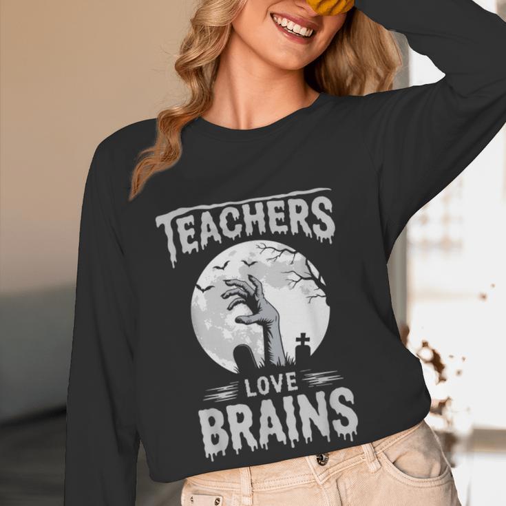 Halloween Teacher Tshirts Zombie Teachers Love Brains Women Long Sleeve T-Shirt, novelty gifts, funny gifts Halloween Teacher Tshirts Zombie Teachers Love Brains Women Long Sleeve T-Shirt, novelty gifts, funny gifts