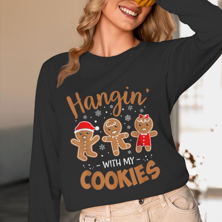 Hangin With My Cookies Gingerbread Women Christmas Teacher Women Long Sleeve T-Shirt, novelty gifts, funny gifts