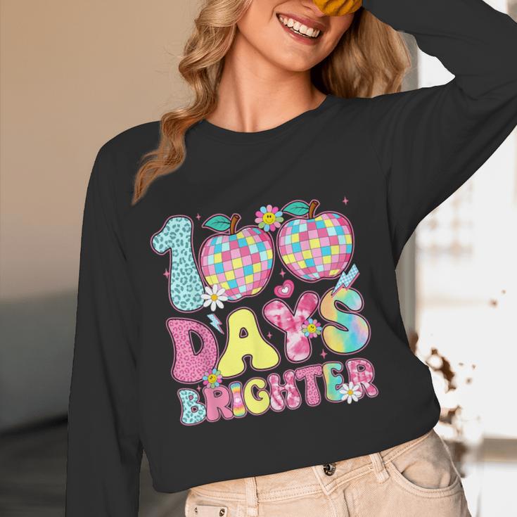 Happy 100th Day Of School 100 Days Brighter Teachers Kids Women Long Sleeve T-Shirt, novelty gifts, funny gifts