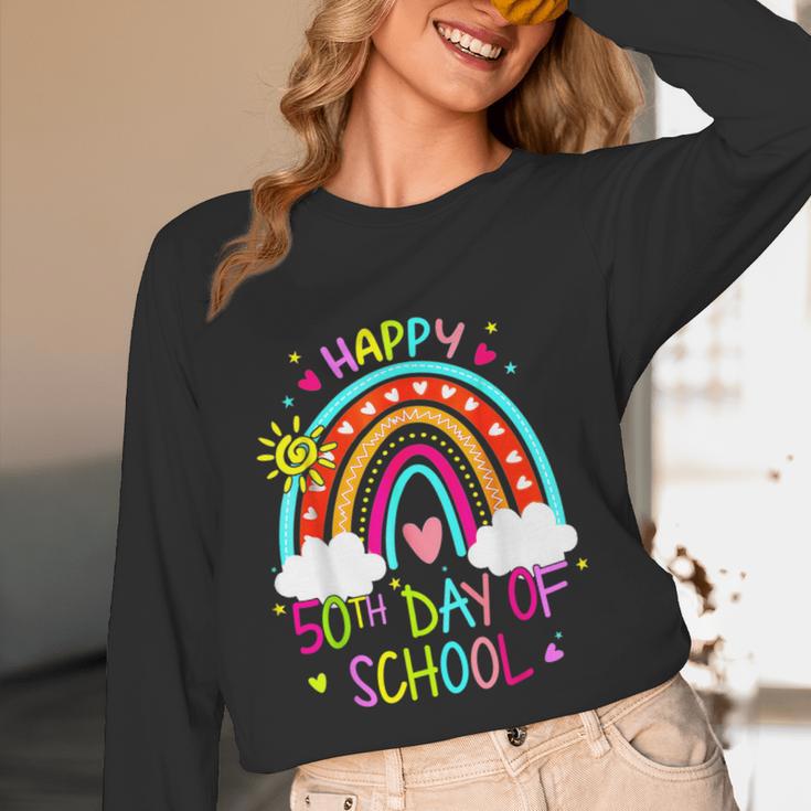 Happy 50th Days Of School Rainbow Teacher 50 Days Smarter Women Long Sleeve T-Shirt, novelty gifts, funny gifts Happy 50th Days Of School Rainbow Teacher 50 Days Smarter Women Long Sleeve T-Shirt, novelty gifts, funny gifts
