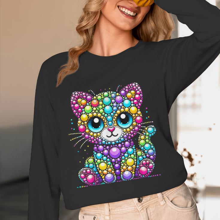 Happy Dot Day Colorful Polka Dot Cat Kitten Teachers Kids Women Long Sleeve T-Shirt, novelty gifts, funny gifts