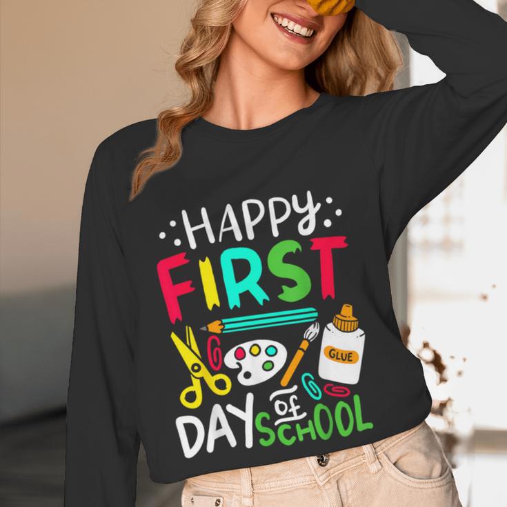 Happy First Day Of School Teacher Back To School Student Women Long Sleeve T-Shirt, novelty gifts, funny gifts