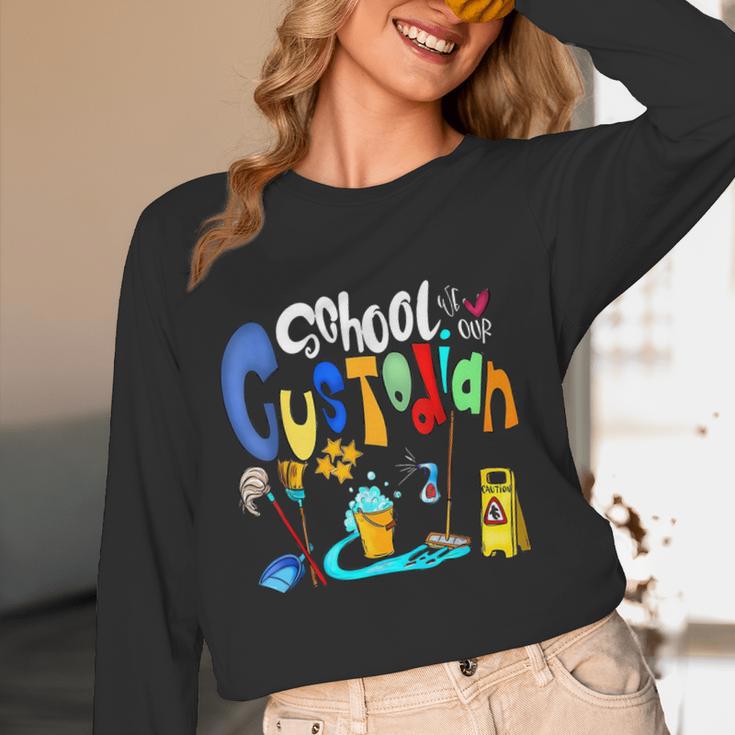 We Heart Love Our School Custodian For Teacher & Kids Women Long Sleeve T-Shirt, novelty gifts, funny gifts We Heart Love Our School Custodian For Teacher & Kids Women Long Sleeve T-Shirt, novelty gifts, funny gifts