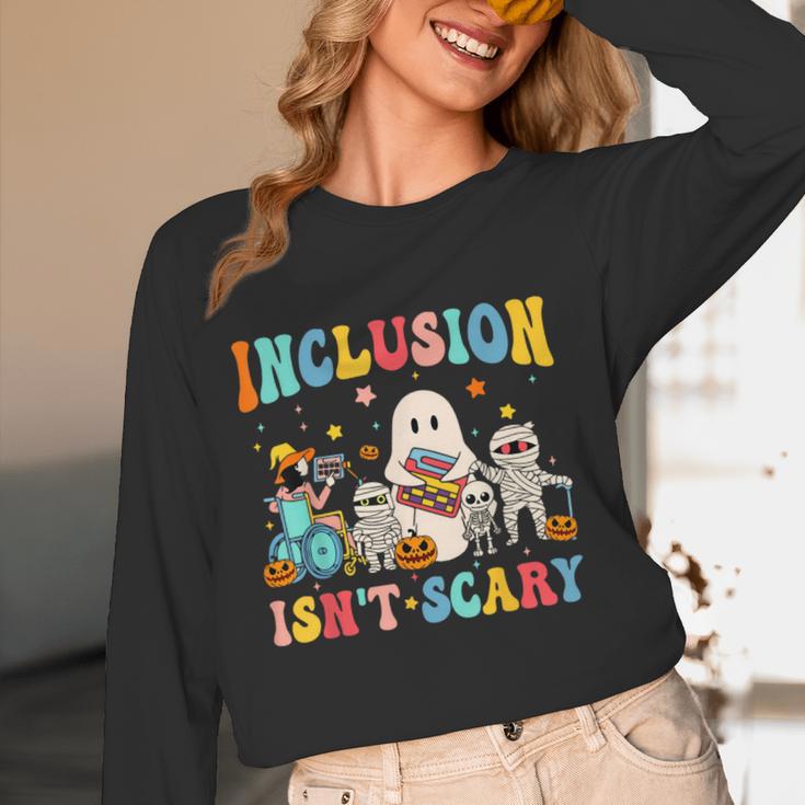 Inclusion Isn't Scary SLP Halloween Sped Teacher Therapy Women Long Sleeve T-Shirt, novelty gifts, funny gifts