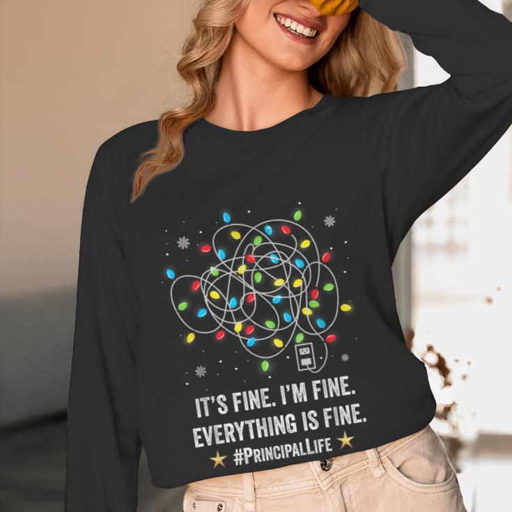 It's Fine I'm Fine Christmas Light Principal Teacher Xmas Men Women Women Long Sleeve T-Shirt, novelty gifts, funny gifts