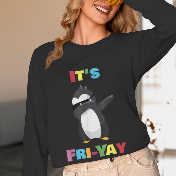 It's Fri-Yay Dabbing Penguin Friday Weekend Teacher Student Women Long Sleeve T-Shirt, novelty gifts, funny gifts