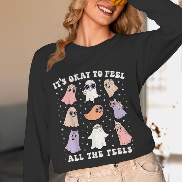 It’s Okay To Feel All The Feels Special Ed Teacher Halloween Women Long Sleeve T-Shirt, novelty gifts, funny gifts