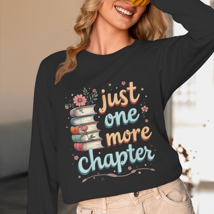 Just One More Chapter Book Reading Floral Teacher Book Lover Women Long Sleeve T-Shirt, novelty gifts, funny gifts