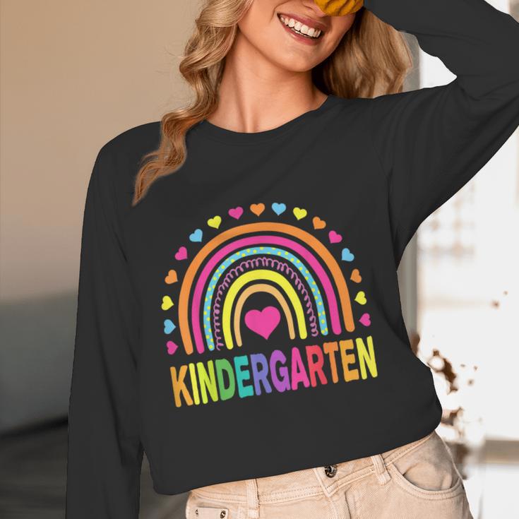 Kindergarten Rainbow Girls Boys Teacher Team Kinder Squad Women Long Sleeve T-Shirt, novelty gifts, funny gifts