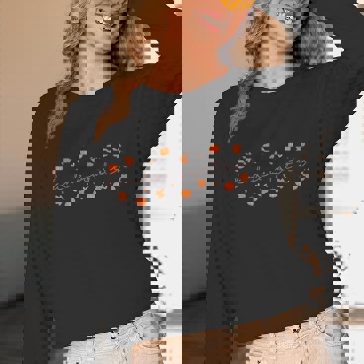 Kindergarten Teacher Pumpkin Autumn Leaves Kinder Team Fall Women Long Sleeve T-Shirt, novelty gifts, funny gifts