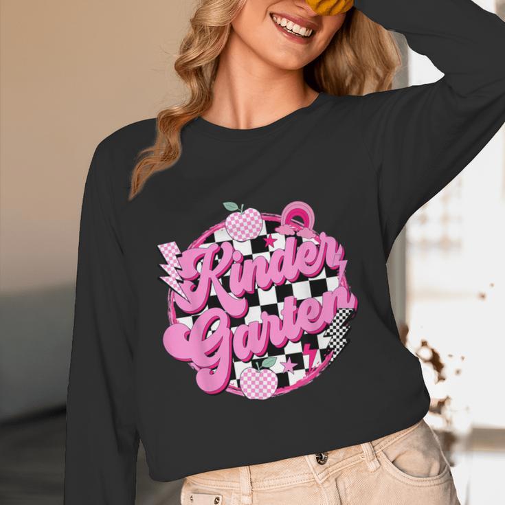 Kindergarten Teacher Women Checkered First Day Of School Women Long Sleeve T-Shirt, novelty gifts, funny gifts Kindergarten Teacher Women Checkered First Day Of School Women Long Sleeve T-Shirt, novelty gifts, funny gifts