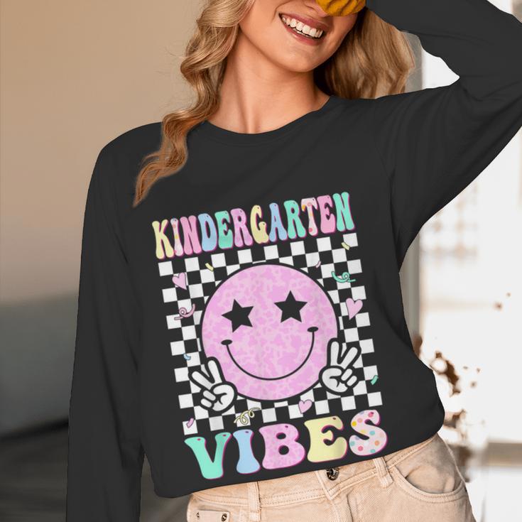 Kindergarten Vibes First Day Of School Kindergarten Teacher Women Long Sleeve T-Shirt, novelty gifts, funny gifts Kindergarten Vibes First Day Of School Kindergarten Teacher Women Long Sleeve T-Shirt, novelty gifts, funny gifts
