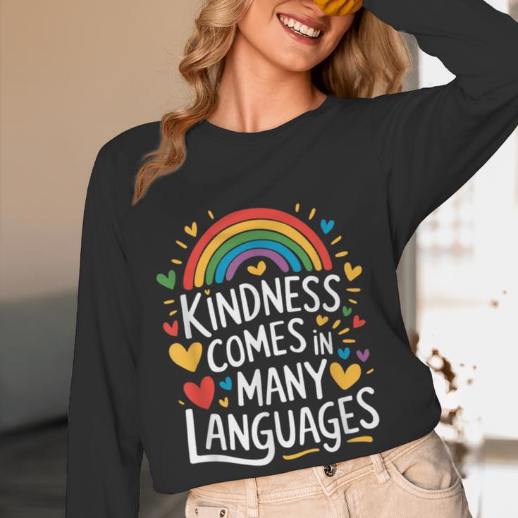Kindness Comes In Many Languages ESL English Teacher Women Long Sleeve T-Shirt, novelty gifts, funny gifts
