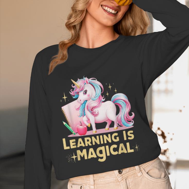 LEARNING IS MAGICAL TEACHER UNICORN BACK TO SCHOOL UNICORN Women Long Sleeve T-Shirt, novelty gifts, funny gifts
