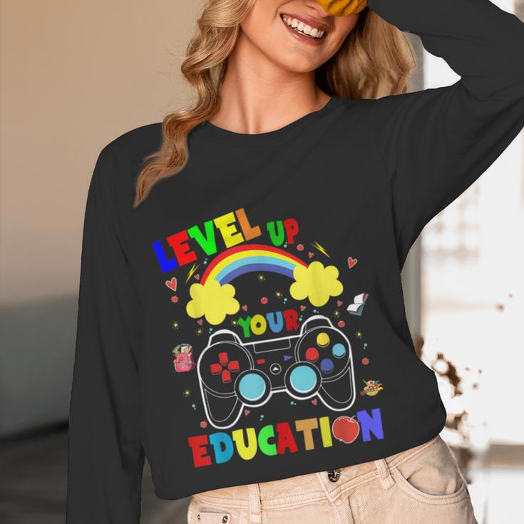 Level Up Your Education Gaming Inspired Teacher Gamers For Men Women Kids Women Long Sleeve T-Shirt, novelty gifts, funny gifts Level Up Your Education Gaming Inspired Teacher Gamers For Men Women Kids Women Long Sleeve T-Shirt, novelty gifts, funny gifts