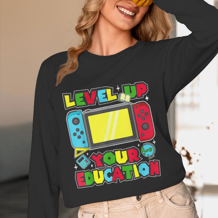 Level Up Your Education Gaming Inspired Teacher Gamers Women Long Sleeve T-Shirt, novelty gifts, funny gifts