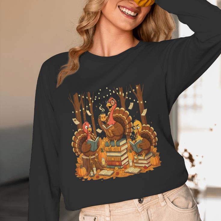 Librarian Turkey Reading Book Fall Thanksgiving Teacher Women Long Sleeve T-Shirt, novelty gifts, funny gifts Librarian Turkey Reading Book Fall Thanksgiving Teacher Women Long Sleeve T-Shirt, novelty gifts, funny gifts