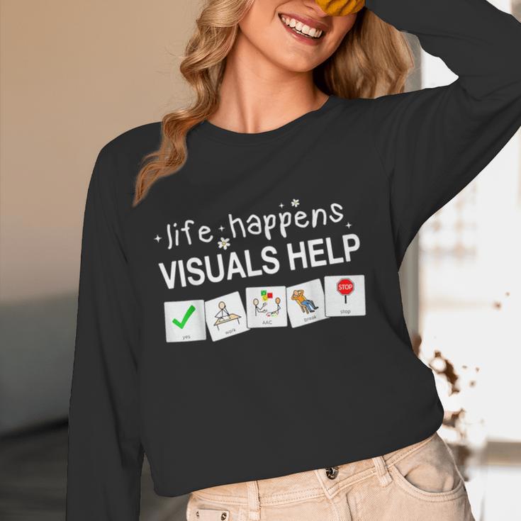Life Happens Visuals Help Special Education Teacher Aide Women Long Sleeve T-Shirt, novelty gifts, funny gifts Life Happens Visuals Help Special Education Teacher Aide Women Long Sleeve T-Shirt, novelty gifts, funny gifts