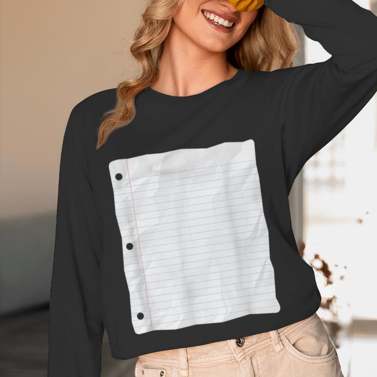 Lined Paper Notebook Halloween Costume For Students Teachers For Men Women Kids Women Long Sleeve T-Shirt, novelty gifts, funny gifts