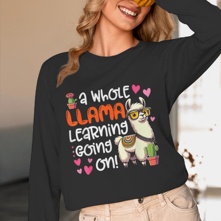 Llama Learning Teachers Students Alpaca Lover Back To School Women Long Sleeve T-Shirt, novelty gifts, funny gifts Llama Learning Teachers Students Alpaca Lover Back To School Women Long Sleeve T-Shirt, novelty gifts, funny gifts