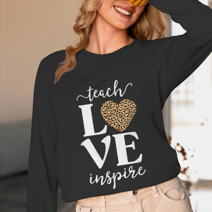 Love Leopard Print Teacher Cheetah School Inspire Teach Women Long Sleeve T-Shirt, novelty gifts, funny gifts Love Leopard Print Teacher Cheetah School Inspire Teach Women Long Sleeve T-Shirt, novelty gifts, funny gifts