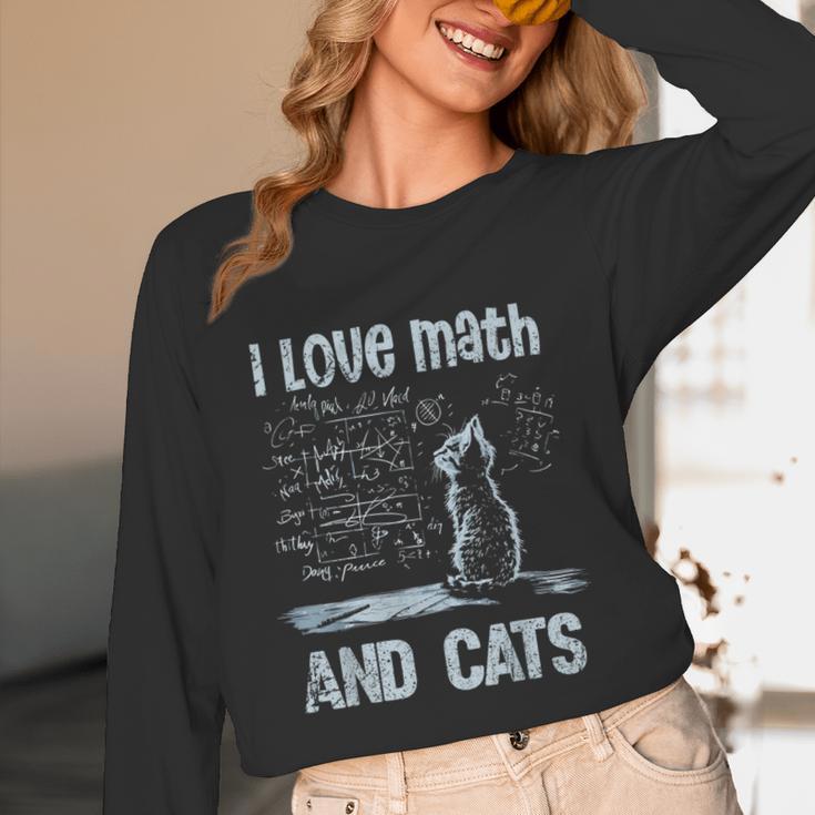 I Love Math And Cats Cat Lover Science Teacher Student Women Long Sleeve T-Shirt, novelty gifts, funny gifts