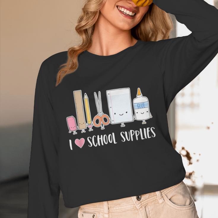 I Love School Supplies Teacher Shirt Women Long Sleeve T-Shirt, novelty gifts, funny gifts I Love School Supplies Teacher Shirt Women Long Sleeve T-Shirt, novelty gifts, funny gifts