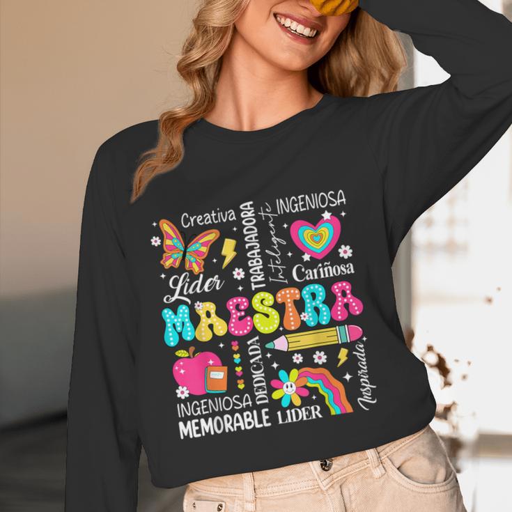 Maestra Spanish Teacher Back To School Maestra De Espanol Women Long Sleeve T-Shirt, novelty gifts, funny gifts Maestra Spanish Teacher Back To School Maestra De Espanol Women Long Sleeve T-Shirt, novelty gifts, funny gifts