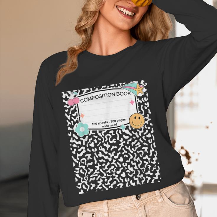 Matching Group Halloween Teacher Composition Book Notebook Women Long Sleeve T-Shirt, novelty gifts, funny gifts