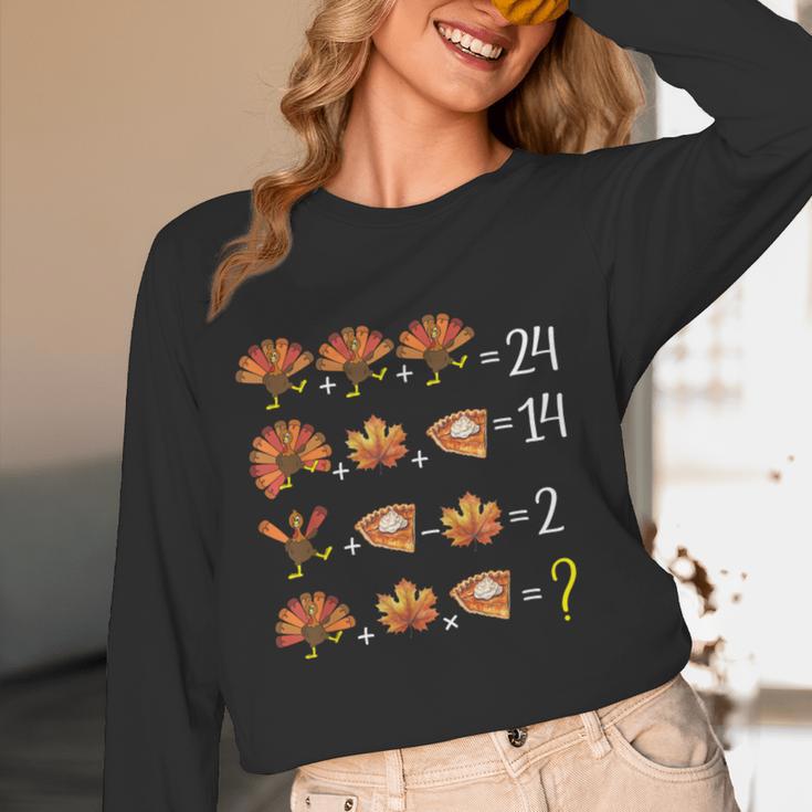 Math Number Thanksgiving Count Answer Pie Turkey Teacher Women Long Sleeve T-Shirt, novelty gifts, funny gifts Math Number Thanksgiving Count Answer Pie Turkey Teacher Women Long Sleeve T-Shirt, novelty gifts, funny gifts