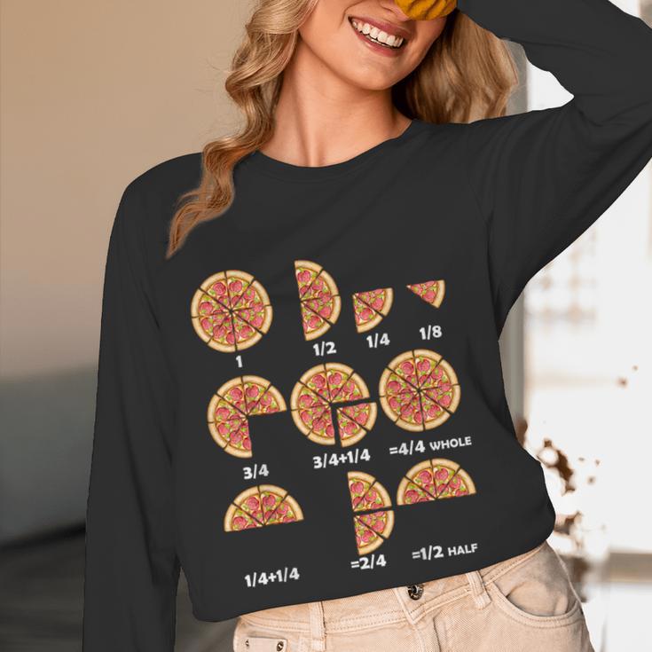 Maths Day Costume Idea Kids Teachers Pizza Slice Fraction Women Long Sleeve T-Shirt, novelty gifts, funny gifts