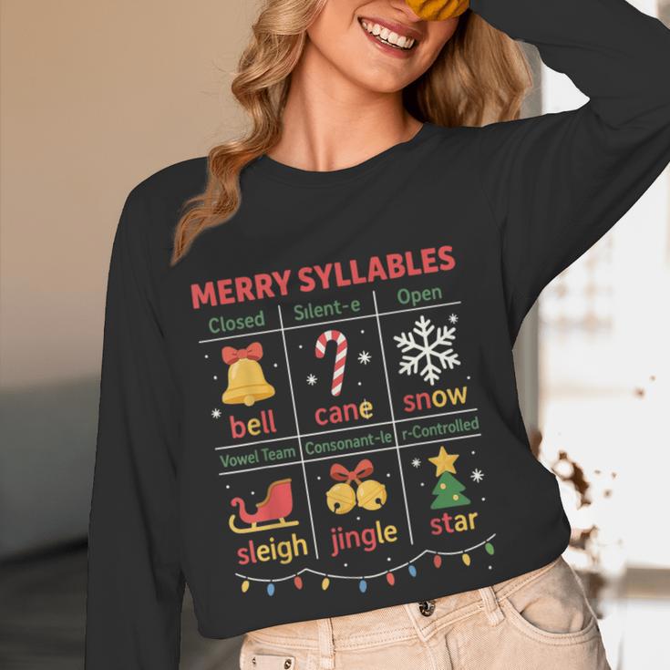 Merry Syllables Teacher Christmas Educational Kids Women Long Sleeve T-Shirt, novelty gifts, funny gifts Merry Syllables Teacher Christmas Educational Kids Women Long Sleeve T-Shirt, novelty gifts, funny gifts
