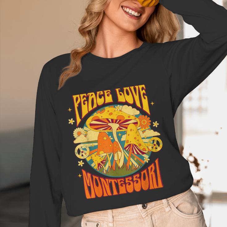 Montessori School Montessori Teacher Peace Love Montessori For Men Women Women Long Sleeve T-Shirt, novelty gifts, funny gifts