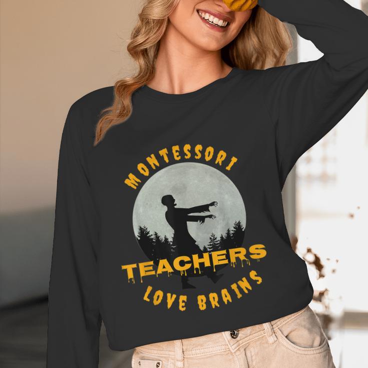 Montessori Teachers Love Brains Halloween Novelty Men Women Women Long Sleeve T-Shirt, novelty gifts, funny gifts Montessori Teachers Love Brains Halloween Novelty Men Women Women Long Sleeve T-Shirt, novelty gifts, funny gifts