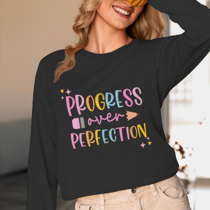 Motivational Progress Over Perfection Back To School Teacher Women Long Sleeve T-Shirt, novelty gifts, funny gifts Motivational Progress Over Perfection Back To School Teacher Women Long Sleeve T-Shirt, novelty gifts, funny gifts