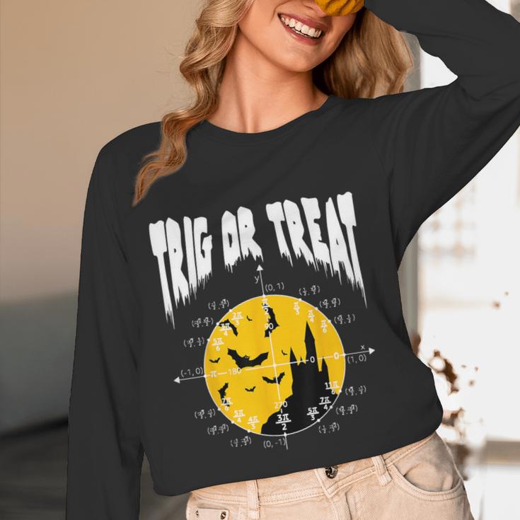 Nerdy Trig Or Treat Halloween Costume Math Teacher Women Long Sleeve T-Shirt, novelty gifts, funny gifts