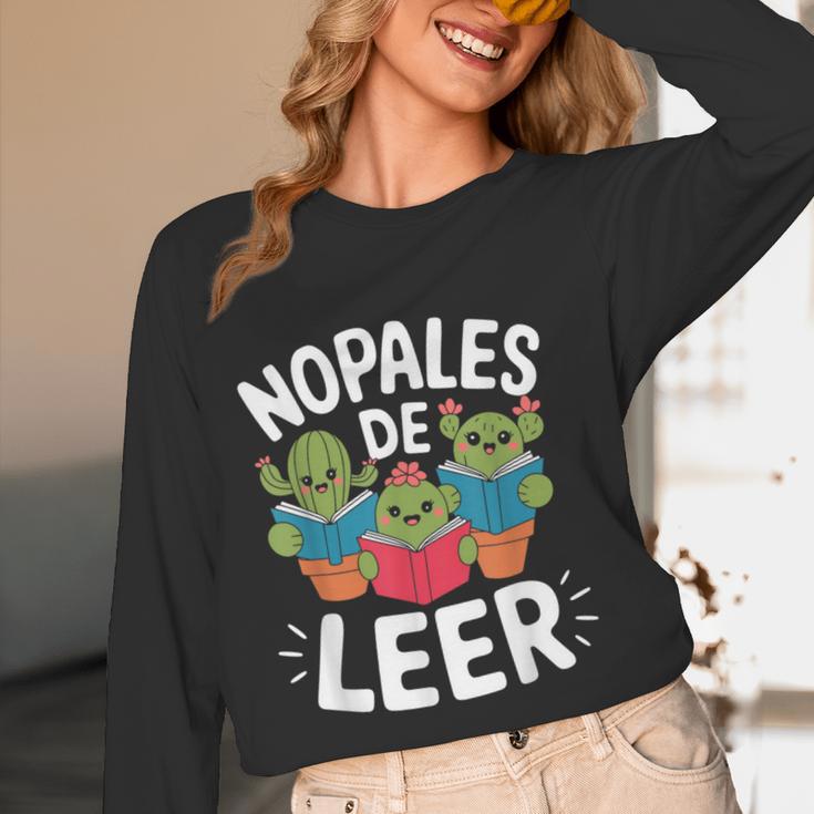 Nopales De Leer Bilingual Teacher Maestra Spanish Teacher Women Long Sleeve T-Shirt, novelty gifts, funny gifts Nopales De Leer Bilingual Teacher Maestra Spanish Teacher Women Long Sleeve T-Shirt, novelty gifts, funny gifts