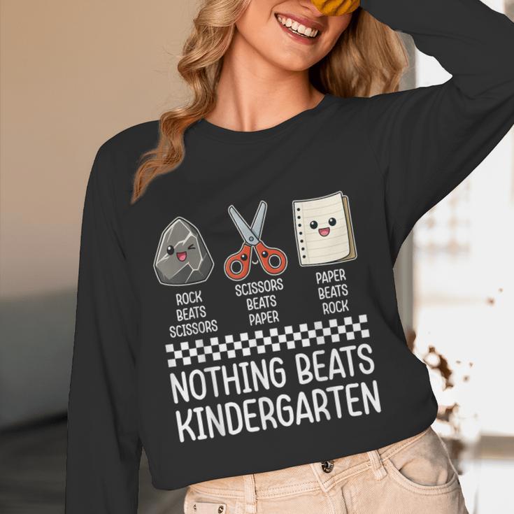 Nothing Beats Kindergarten Back To School Kids Teacher Women Long Sleeve T-Shirt, novelty gifts, funny gifts