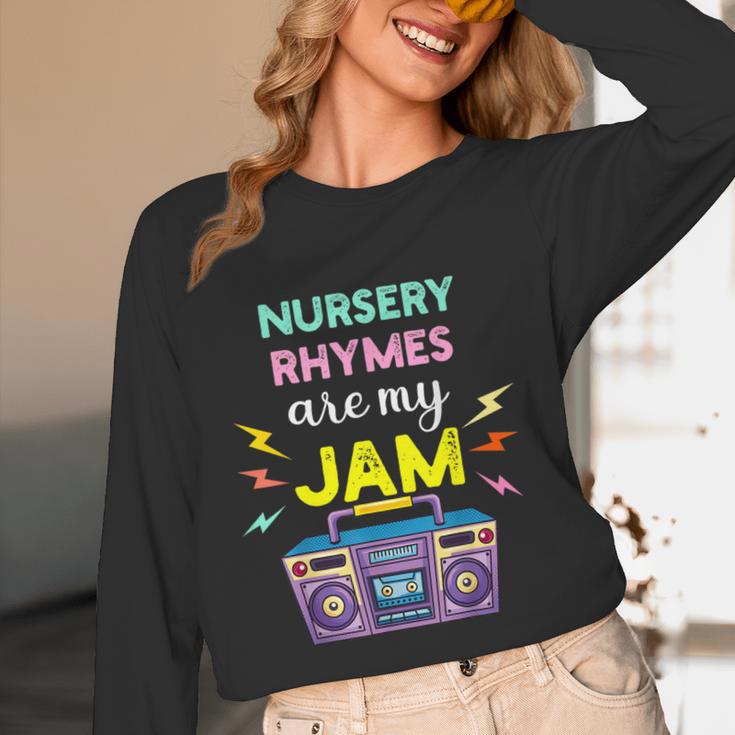 Nursery Rhymes Are My Jam 80s Retro Teachers & Students Kids Women Long Sleeve T-Shirt, novelty gifts, funny gifts Nursery Rhymes Are My Jam 80s Retro Teachers & Students Kids Women Long Sleeve T-Shirt, novelty gifts, funny gifts