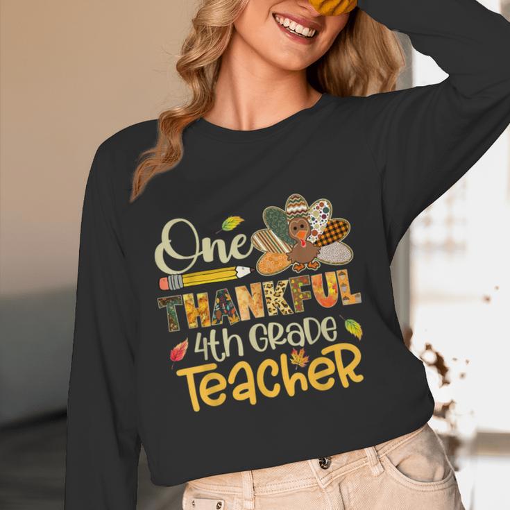 One Thankful 4th Grade Teacher Turkey Leopard Thanksgiving Women Long Sleeve T-Shirt, novelty gifts, funny gifts One Thankful 4th Grade Teacher Turkey Leopard Thanksgiving Women Long Sleeve T-Shirt, novelty gifts, funny gifts