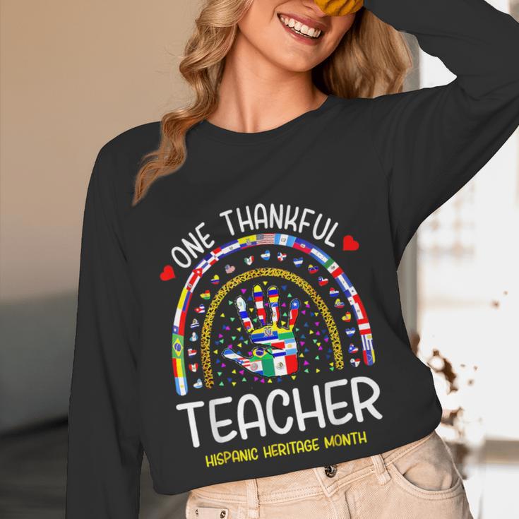 One Thankful Teacher Hispanic Heritage Month Countries Flags Women Long Sleeve T-Shirt, novelty gifts, funny gifts One Thankful Teacher Hispanic Heritage Month Countries Flags Women Long Sleeve T-Shirt, novelty gifts, funny gifts