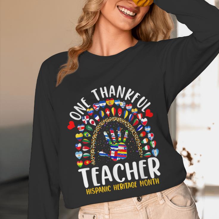 Hispanic Heritage Month One Thankful Teacher Rainbow Women Long Sleeve T-Shirt, novelty gifts, funny gifts Hispanic Heritage Month One Thankful Teacher Rainbow Women Long Sleeve T-Shirt, novelty gifts, funny gifts