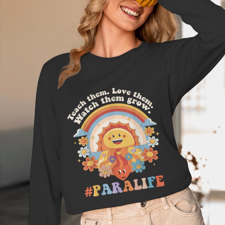Paraprofessional Para Life Sun Flower Teacher Back To School Women Long Sleeve T-Shirt, novelty gifts, funny gifts