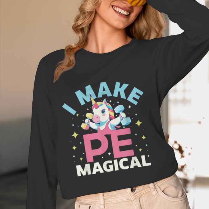 PE Teacher Unicorn I Make PE Magical Women Long Sleeve T-Shirt, novelty gifts, funny gifts PE Teacher Unicorn I Make PE Magical Women Long Sleeve T-Shirt, novelty gifts, funny gifts