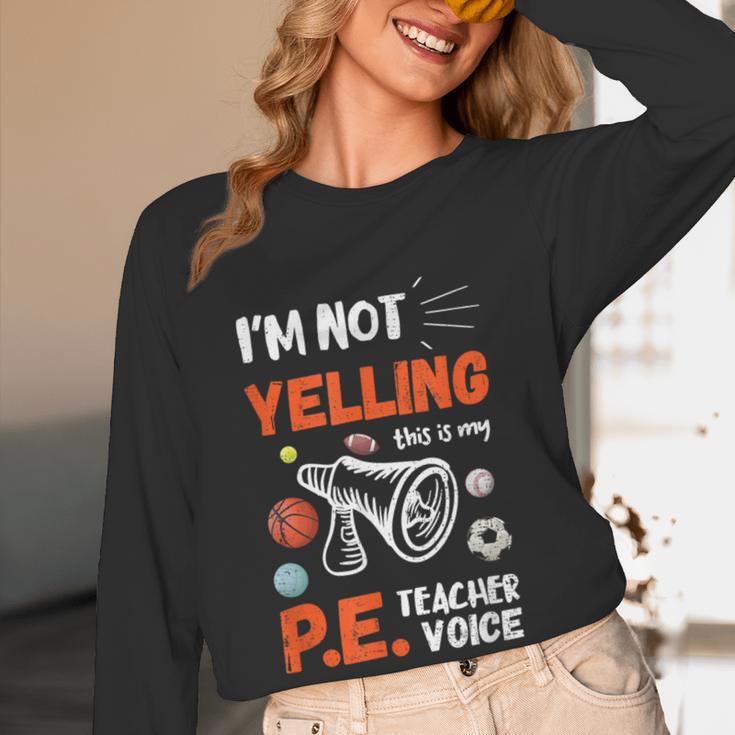 PE Teacher Voice PE Teacher School Fitness Class Women Long Sleeve T-Shirt, novelty gifts, funny gifts
